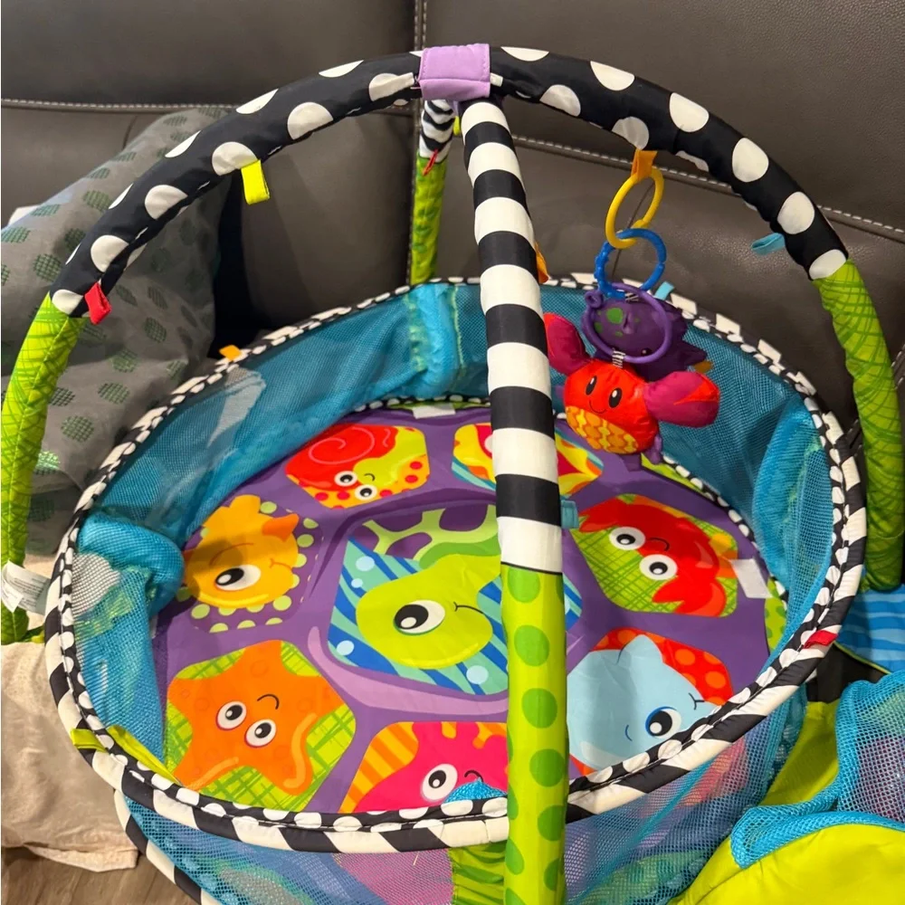 Colorful Blue & Green Infant Play Gym with Animal Friends